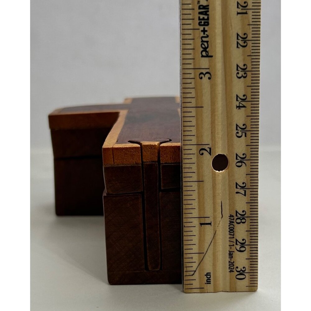 Handcrafted Wooden Cross Puzzle Box Hidden Compartment Keepsake Jewels Religious - Picture 12 of 12